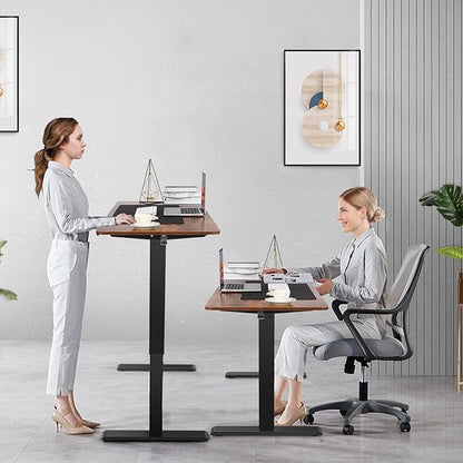farexon Electric Standing Desk 70.8 x 27.5inch with Outlets,Rolling Stand up Desk with Oversized Mouse Pad, 3 USB Ports & 3 Power Outlets, 4 Caster, 4 Preset Heights Easy to Set for Home Office(Brown)