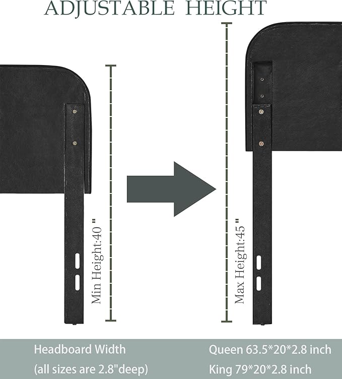 Tufted Upholstered Headboard Queen Size, Button Adjustable Height Queen Head Board Only, Sturdy and Durable Solid Wood with Nailhead Trim Headboards, Ideal for Bedroom, Dorm, Guest Room,Gray