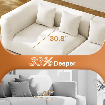 120'' Oversized Sectional Couches for Living Room Boneless Modular Sectional Sofa Plush Chenille Cloud Modular Couch Modern Sectionals with Deep Seat, No Assembly Required, 4 Seater, Beige