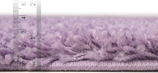 Unique Loom Solid Shag Collection Area Rug (3' 3" Round, Lilac)