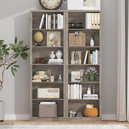 75" Tall Bookshelf & Bookcase, 6-Tier Adjustable Storage Shelves, Book Shelf with Anti-Tipping Device, Floor Standing Modern Display Rack for Living Room, Bedroom, Office, Grey