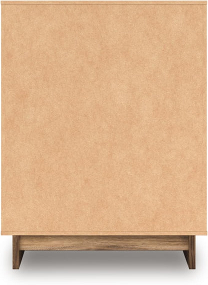 Signature Design by Ashley Darcalli Mid-Century Modern 4-Drawer Chest with Easy Glide and Safety Stop for Bedroom, Light Brown