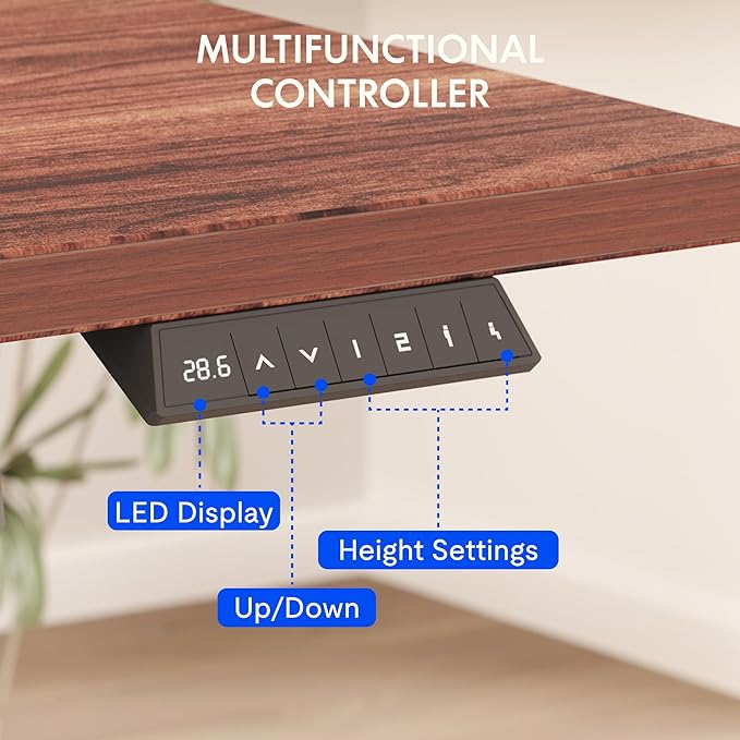 FLEXISPOT EN1 Essential Adjustable Height Desk Electric 40 inch X 24 inch Whole-Piece Desktop Small Standing Desk Ergonomic Memory Controller (White Frame + 40 inch Mahogany Desktop)