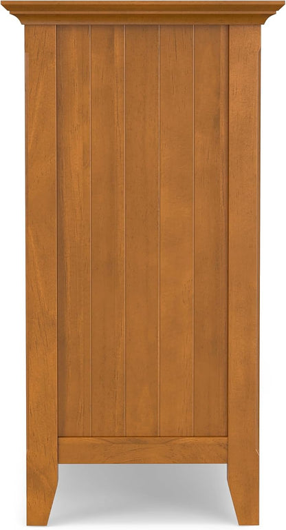 SIMPLIHOME Acadian SOLID WOOD 62 inch Wide Transitional Wide Storage Cabinet in Light Golden Brown for the Living Room, Entryway and Family Room
