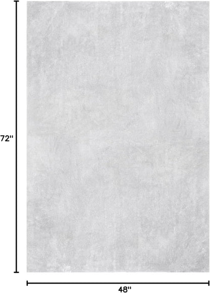 nuLOOM 4' x 6' Cozy Plush SuperiorWash Area Rug, Machine Washable, Non-Slip, Soft Fluffy Shag Carpet for Living Room Bedroom Kids Room Nursery Home Decor, Loni Light Grey