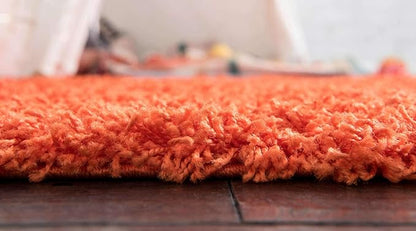 Unique Loom Solid Shag Collection Area Rug (10' x 13' Rectangle, Tiger Orange)