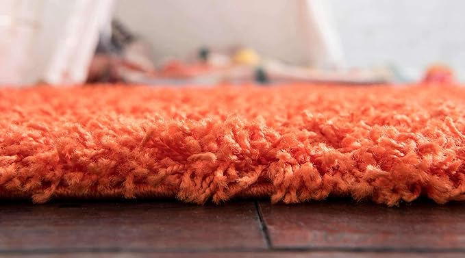Unique Loom Solid Shag Collection Area Rug (3' 3" x 5' 3" Rectangle, Tiger Orange)