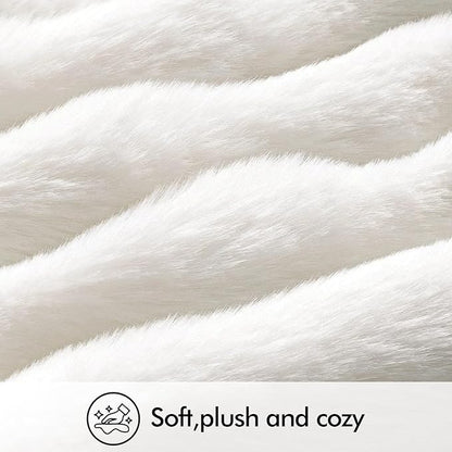 MIULEE Faux Fur Pillow Covers Thick Soft Plush Christmas Lumbar Throw Pillows Luxury Home Decor for Winter Holiday Couch Bedroom Living Room Sofa,12x20 Inch Pack of 2 White
