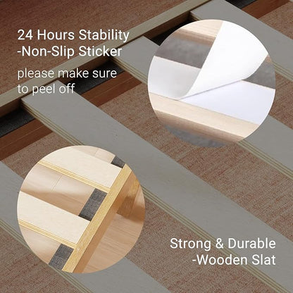 LIFEMENT Classic Wood Platform Bed Frame, Essential, Noise Free, Under Bed Storage, No Box Spring Needed, Easy Assembly (Natural, Queen (U.S. Standard))