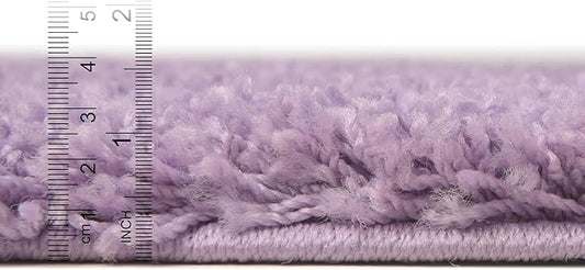Unique Loom Solid Shag Collection Area Rug (5' 1" x 8' Oval, Lilac)