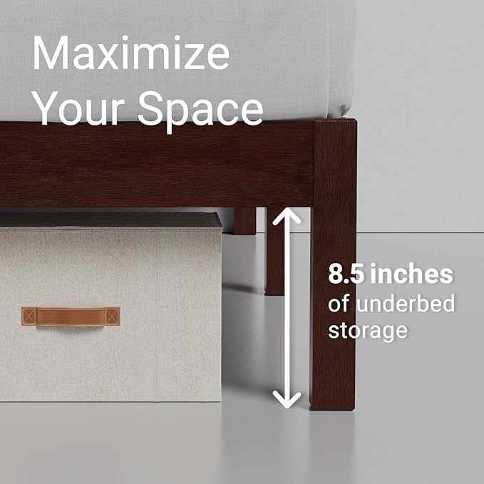 LIFEMENT Classic Wood Platform Bed Frame, Essential, Noise Free, Under Bed Storage, No Box Spring Needed, Easy Assembly (Walnut, Queen (U.S. Standard))