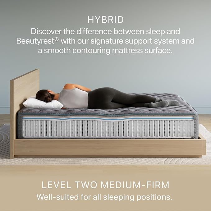 Beautyrest Days End Medium Firm 12" Hybrid Mattress - Twin XL - Cooling Tech, Supportive Durable Pocketed Coils, Pressure Relief, Motion Separation; 100 Night Sleep Trial and 10 Year Warranty