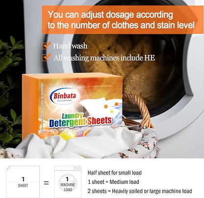 Laundry Detergent Sheets, 200 Loads Citrus Charm Scent Hypoallergenic Eco-Friendly, Biodegradable Plastic Free Liquidless Laundry Sheets Suitable for Sensitive Skin