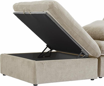 Cloud Modular Sectional Sofa for Livingroom,Large Down Filled Comfort Corner Sectional Sofa Couch with Ottoman,Wide Deep Seat Convertible Couches for Office Apartment,V Shaped,Khaki