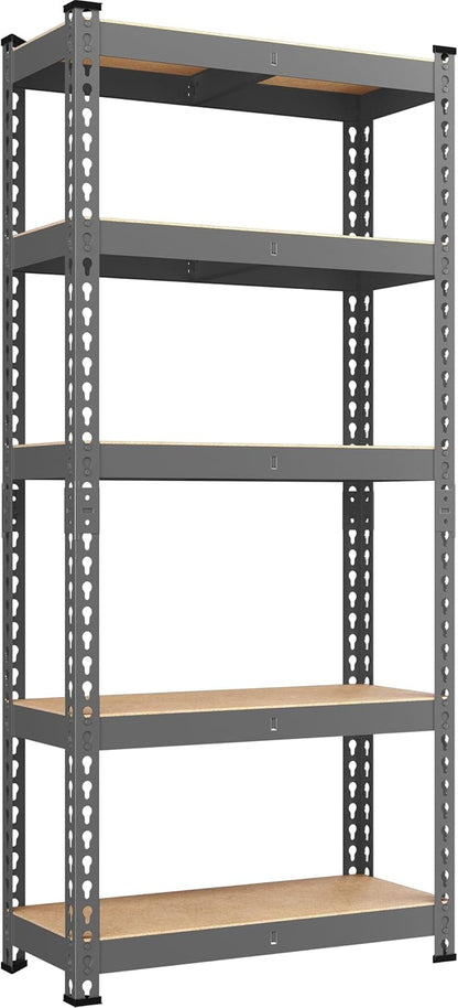 Yaheetech Storage Shelves 5 Tier Garage Shelving Heavy Duty Garage Shelves Adjustable Metal Shelving Unit Utility Rack Industrial Shelving for Warehouse Pantry Closet, 27.5"W x 12"D x 60"H, Dark Gray