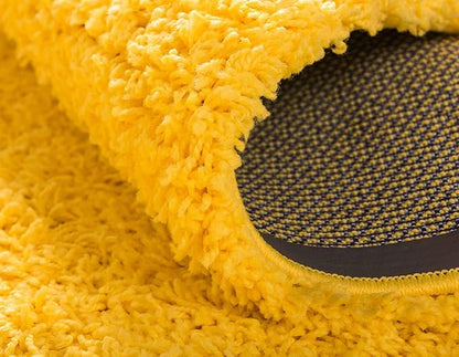 Unique Loom Solid Shag Collection Area Rug (9' x 12' 2" Rectangle Tuscan Sun Yellow)