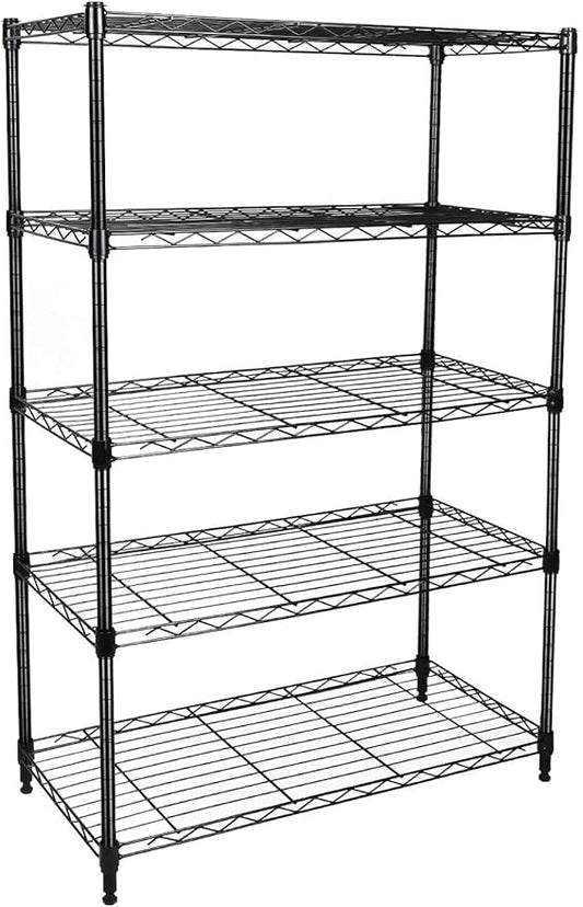 Simple Deluxe Heavy Duty 5-Shelf Storage Shelving Unit, 1250lbs Loading Capacity, 29.92" D x 13.98" W x 61.09" H, Black