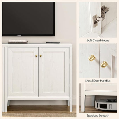 Sideboard Buffet Cabinets with Adjusable Shelves, Farmhouse Storage Cabinet, Credenza, Accent Cabinet, Kitchen Coffee Bar Console Table for Living Dining Room, Antique White