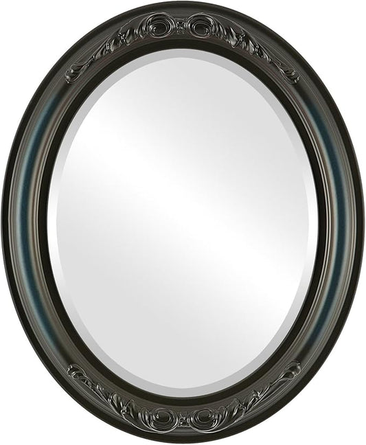 OVALCREST Oval Beveled Wall Mirror for Home Decor - Florence Style - Royal Blue - 40" x 28"