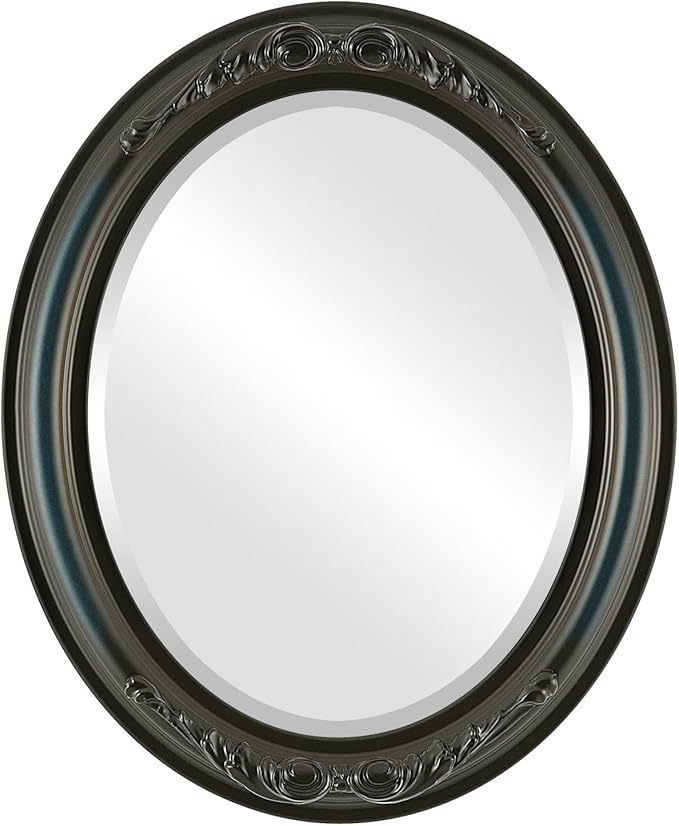OVALCREST Oval Beveled Wall Mirror for Home Decor - Florence Style - Royal Blue - 44" x 34"