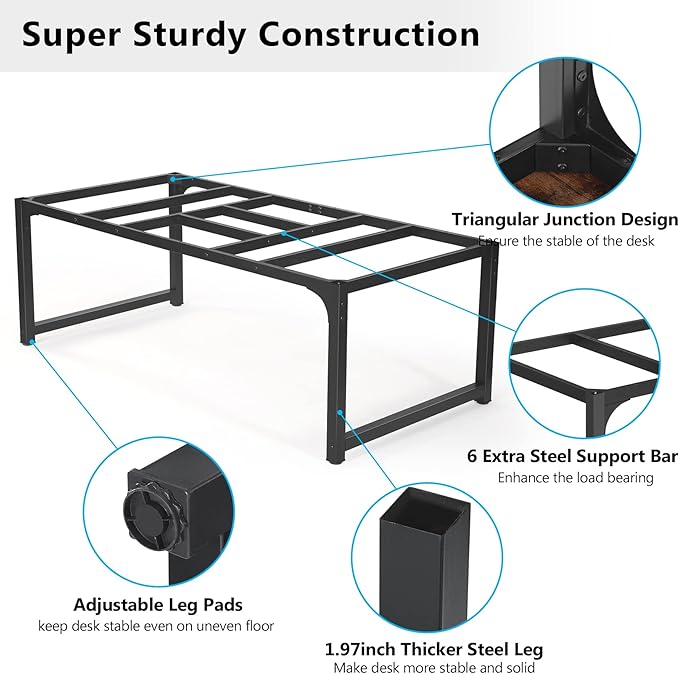 Tribesigns Modern Computer Desk, 78.7 x 39.4 inch X Large Executive Office Desk Computer Table Study Writing Desk Workstation for Home Office,Rustic/Black
