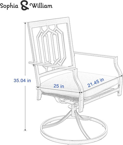 Sophia & William Outdoor Metal Swivel Chairs Set of 4 Patio Dining Rocker Chair with Cushion Furniture Set for Garden Backyard Bistro, 300 lbs