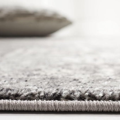 SAFAVIEH Evoke Collection Area Rug - 3' Square, Grey & Ivory, Distressed Design, Non-Shedding & Easy to Clean, Ideal for Foyer, Bedroom, Accent Space (EVK256D)