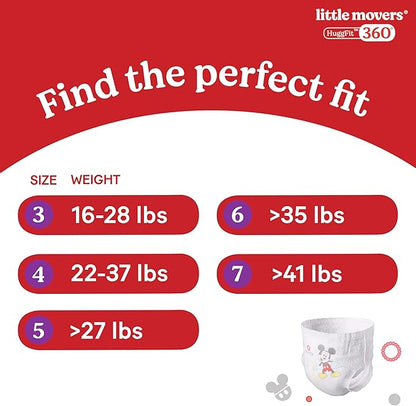 Huggies Size 4 Baby Diapers, Little Movers HuggFit 360° Baby Diapers with 360° Waistband, Size 4 (22-37 lbs), 21 Count, Packaging May Vary