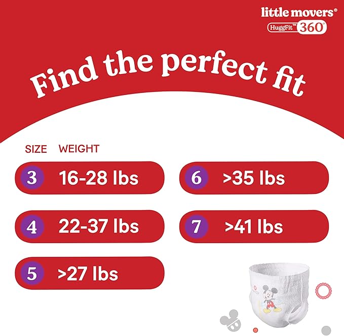 Huggies Size 6 Baby Diapers, Little Movers HuggFit 360° Baby Diapers with 360° Waistband, Size 6 (35+ lbs), 80 Count, Packaging May Vary
