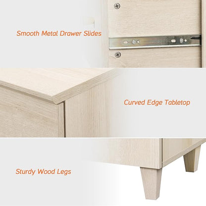 WAMPAT 6-Drawer Kids Dresser for Bedroom, 2-in-1 Modern Large Chest of Drawers with Gold Knobs, 71 Inch Wide Light Oak Wood Children Dresser for Baby Room, Nursery