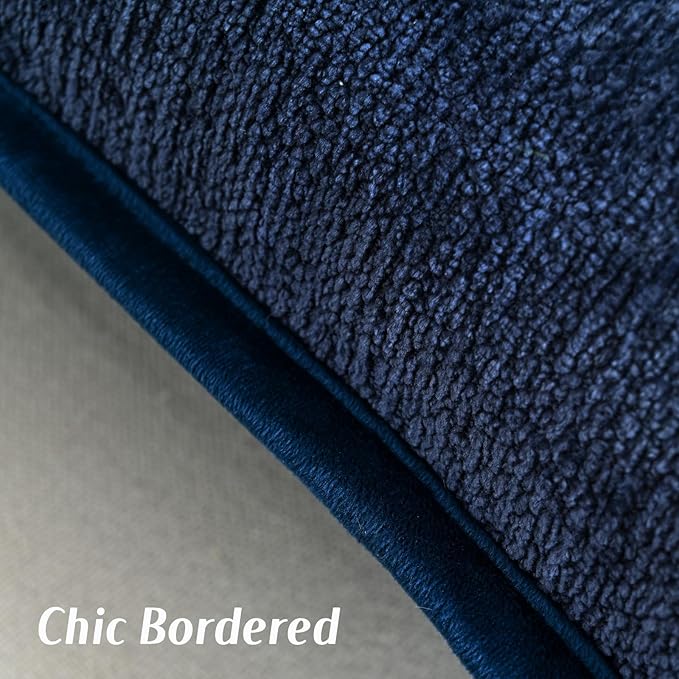 FUTEI Navy Blue Chenille Throw Pillow Covers 20x20 Inch Set of 2,Soft Cozy Bound Edge Design Cushion Case,Home Decor for Couch Bed Living Room
