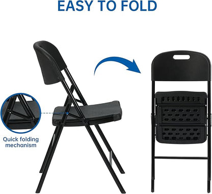 80 Pack Thicker 800 LBS Black Folding Chairs, Commercial Grade Folding Chair, Foldable Chairs for Events