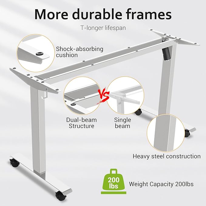 farexon Electric Standing Desk 63 x 24In with Outlets, Adjustable Height Stand up Desk with Large Mouse Pad, Double Hooks and 4 Wheels, 27''-46'' Lifting Range, Easy to Set for Home/Office(Oak Gray)