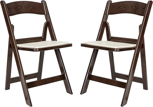 Flash Furniture Hercules Commercial Indoor/Outdoor Folding Event Chair, Wood Look, Weather-Resistant, Lightweight Design, Versatile Use, Set of 2, Dark Brown