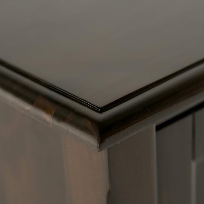 SIMPLIHOME Burlington SOLID WOOD 30 inch Wide Transitional Low Storage Cabinet in Mahogany Brown for the Living Room, Entryway and Family Room