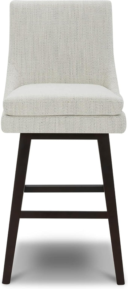 CHITA Bar Height Swivel Barstool with Back Set of 2, FSC Certified Upholstered Bar Stool, 30.7" H Seat Height, Fabric in Ivory