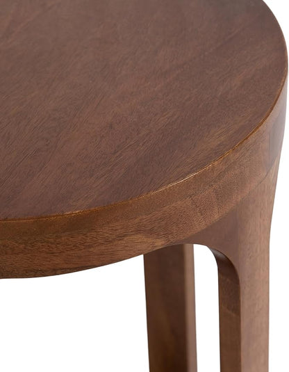 Kate and Laurel Dahl Modern Slatted Wooden Round Drink Table; 12 x 23; Walnut Brown; Transitional Wood Accent Pedestal Table for Use as Living Room Plant Stand or Small Bedroom Nightstand