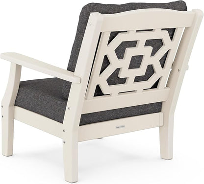 Martha Stewart by POLYWOOD® Chinoiserie Deep Seating Chair in Sand/Ash Charcoal