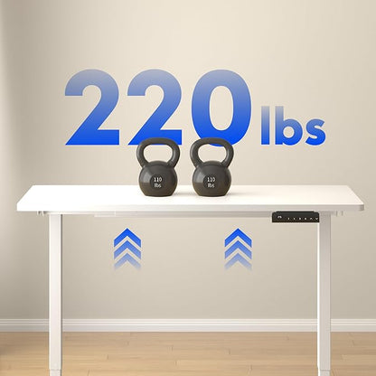 FLEXISPOT E3 Dual Motor Electric Standing Desk 60x24 Inch Whole-Piece Board Height Adjustable Electric Sit Stand Desk (White Frame + White Desktop, 2 Packages)