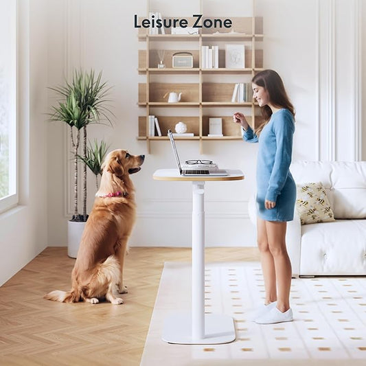 FLEXISPOT Adjustable C Table with Wheels, Mobile Snack Side End Table Sofa Couch Bedside Table Laptop Cart TV Tray Night Stand Small Space Side Table(23.6" W x 13.8" D,White)