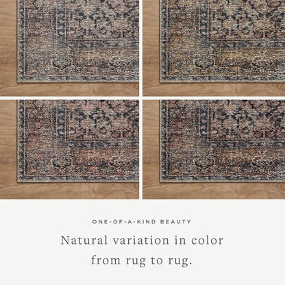 Loloi Amber Lewis Billie Collection, Ink & Salmon 2'-3" x 3'-9" Area Rug – Antique & Distressed Accent Rugs for Living Room, Bedroom, Entryway & Hallway, No Shed High Traffic Area Home Decor Rug