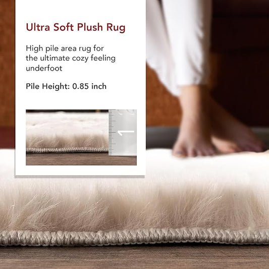 nuLOOM Oval 5' x 7'6" Cozy Plush Area Rug, Machine Washable, Non-Slip, Soft Fluffy Shag Carpet for Living Room Bedroom Kids Room Nursery Home Decor, Nia White