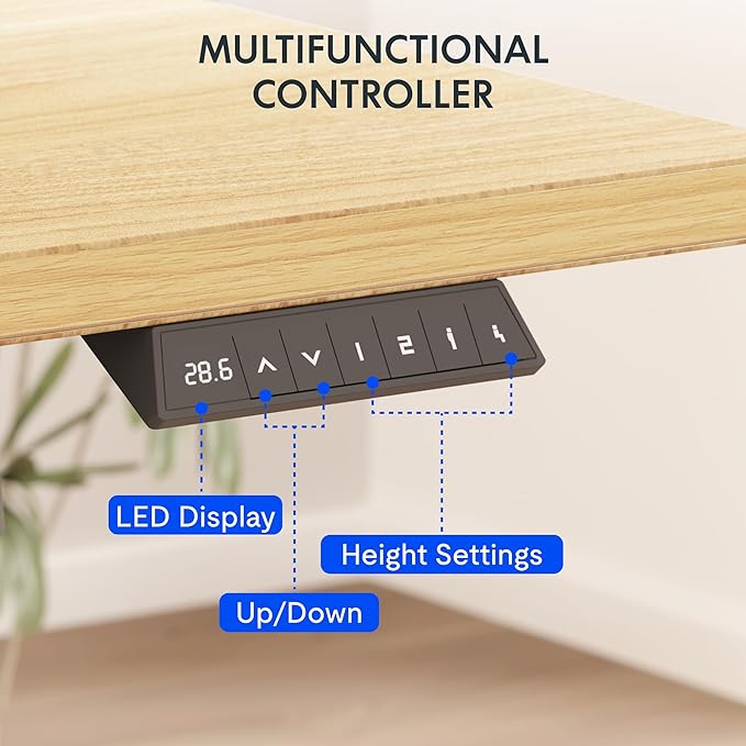 FLEXISPOT EN2 Whole-Piece Standing Desk with Clamp Power Strip, 48 x 24'' Electric Stand Up Height Adjustable Desk with Cable Management (Gray Frame + 48" Maple Desktop, 2 Packages)