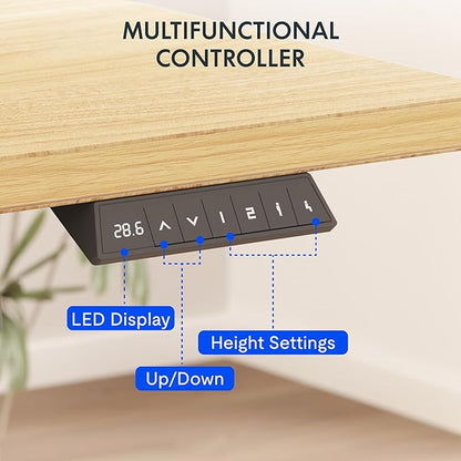 FLEXISPOT EN2Whole-Piece Standing Desk with Clamp Power Strip, 60 x 24 Electric Stand Up Height Adjustable Desk with Cable Management (Black Frame +60" Maple Top, 2 Packages)