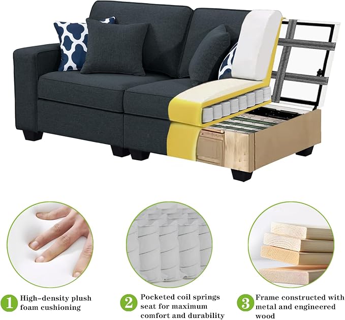 Legend Vansen Modular Sectional Sofa U Shaped Couch with Ottoman Modern Reversible Corner Sectional Couch for Living Room (Charcoal, 2+3 with Ottoman)