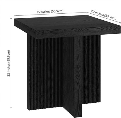 Henn&Hart 22" Wide Square Side Table in Black Grain, for Home, Living Room, Bedroom, Entertainment Room, Office