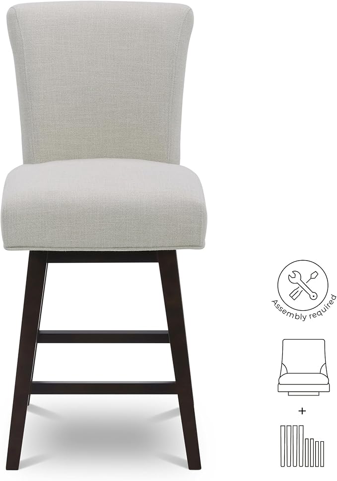 CHITA 26 Inch Counter Height Swivel Bar Stools Set of 4, FSC Certified Modern Upholstered Swivel Barstool Chairs with Back, Fabric in Linen