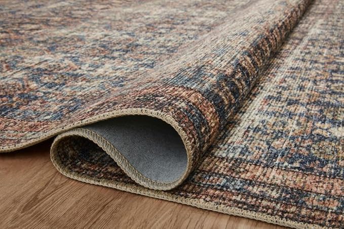 Loloi Amber Lewis Billie Collection, Ocean & Brick 5'-0" x 7'-6" Area Rug – Antique & Distressed Accent Rugs for Living Room, Bedroom, Entryway & Hallway, No Shed High Traffic Area Home Decor Rug