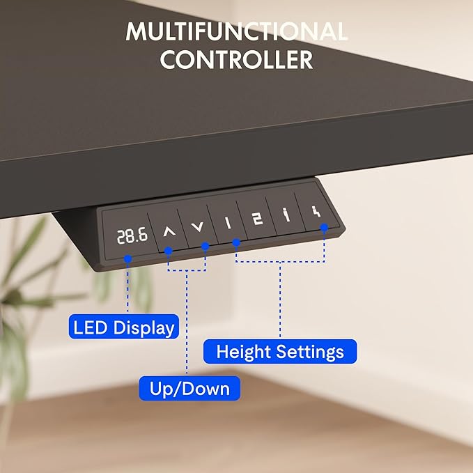 FLEXISPOT EN2 Whole-Piece Standing Desk with Clamp Power Strip, 48 x 30 Electric Stand Up Height Adjustable Desk with Cable Management (Black Frame + 48" Black Top, 2 Packages)
