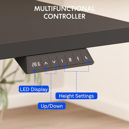 FLEXISPOT EN2 Whole-Piece Standing Desk with Clamp Power Strip, 48x30 Electric Stand Up Height Adjustable Desk with Cable Management (Black Frame + Black Top, 2 Packages)